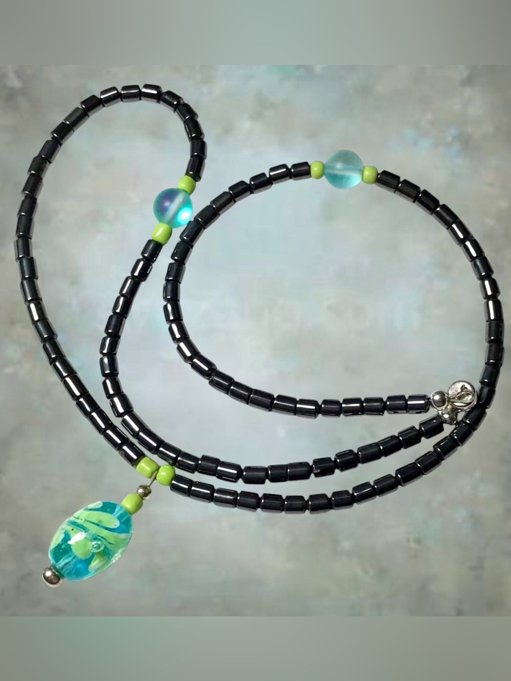 Handmade Necklace Hemalyke With Oval Flower Bead